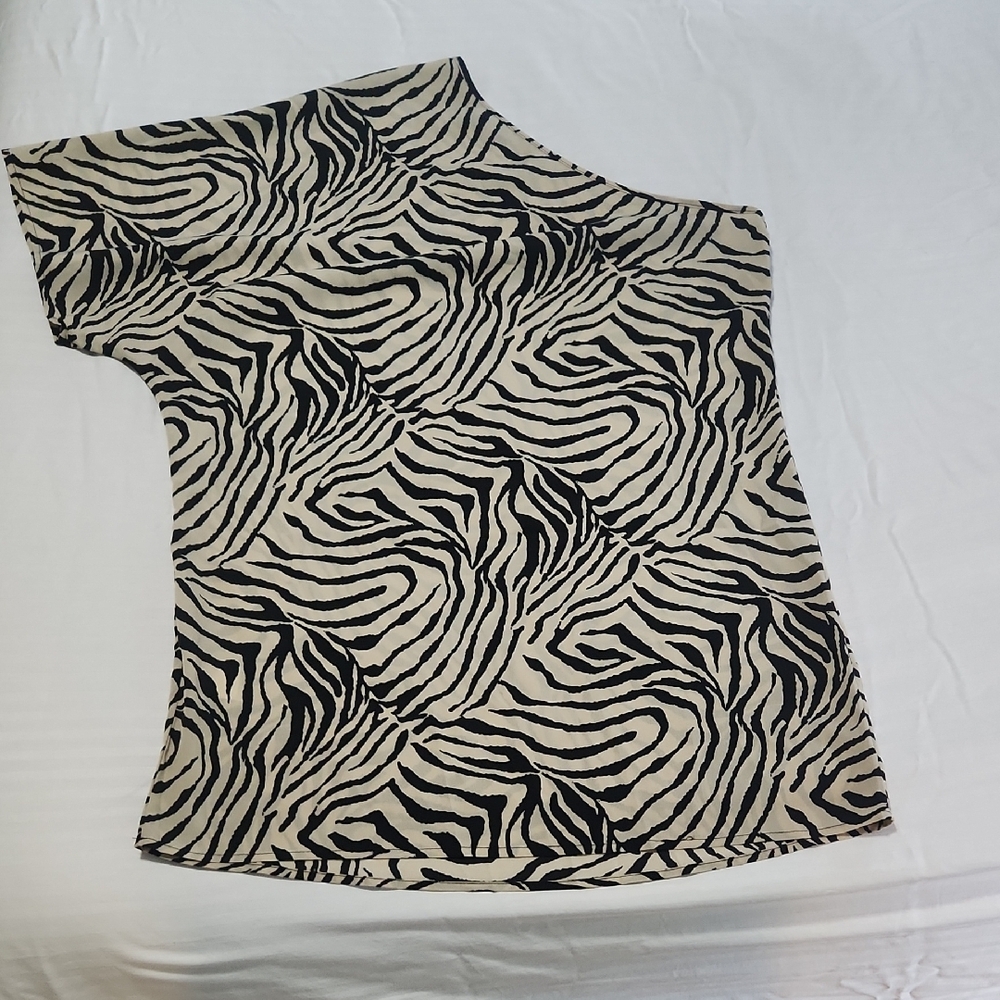Zebra Print One-Shoulder Shift Dress